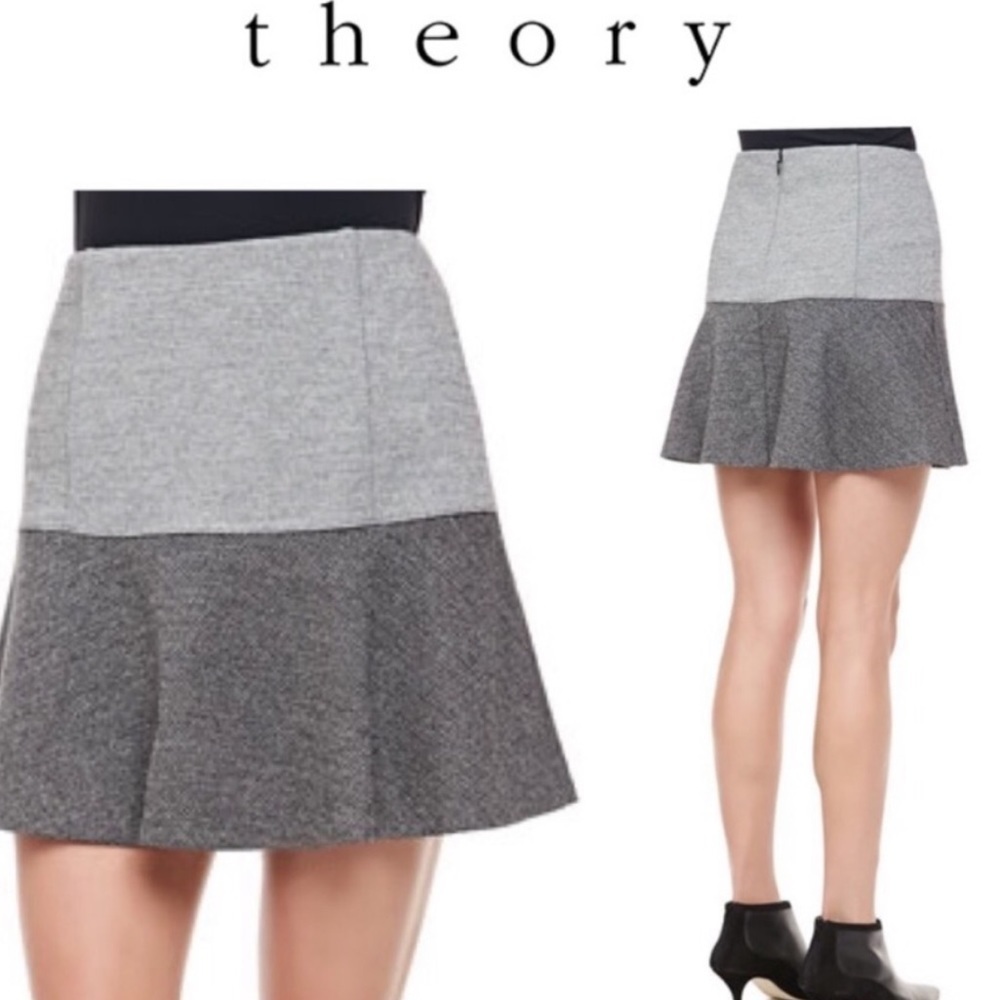Theory gida k flounce knit grey ruffle skirt